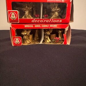 Vintage 1960s Musical Angel Candle Holder Sets - 2 sets in original boxes!
